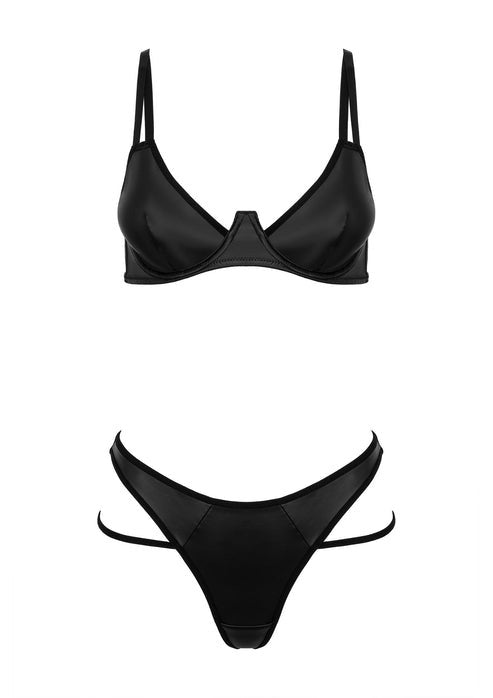 Lingerie erotica set 2 pz in ecopelle kotek