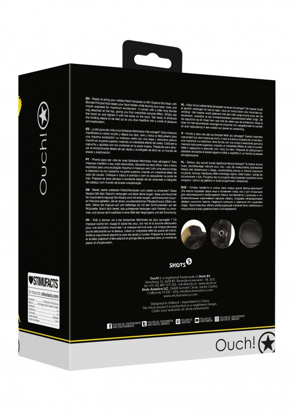 Maschera con coda Mask with Blonde Ponytail Black