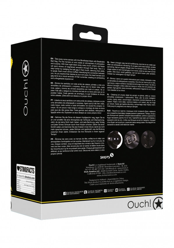 Maschera con morso Blindfolded Mask with Breathable Ball Gag Black