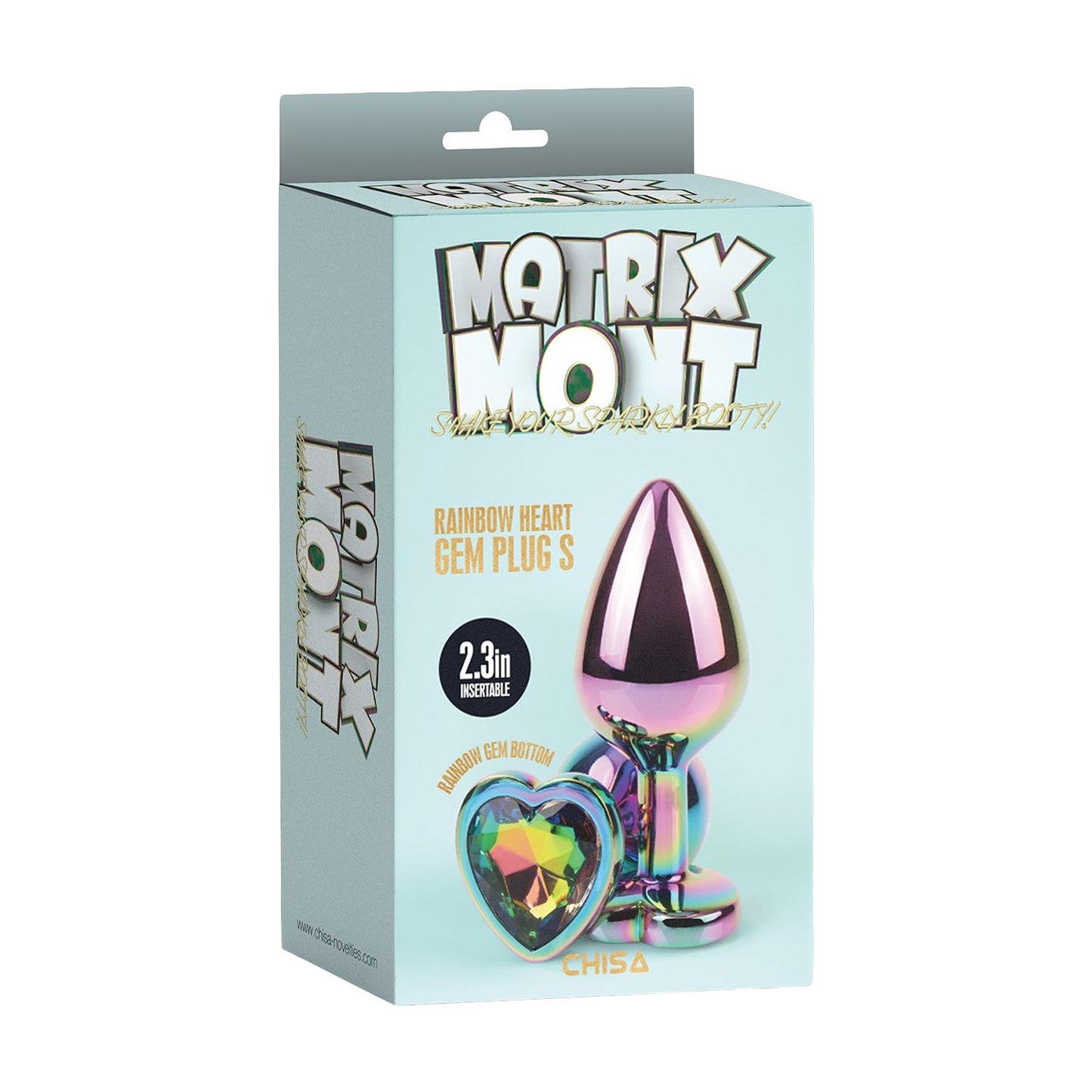 Plug anale rainbow con gemma a forma di cuore butt plug liscio chisa novelties