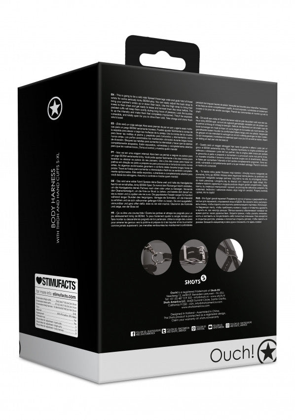 Set costrittivo per polsi e cosce Body Harness with Thigh and Hand Cuffs Black