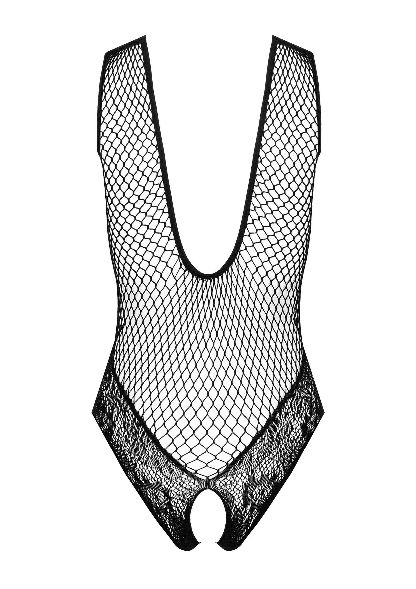 Body in pizzo nero con scollatura e cavallo aperto kotek