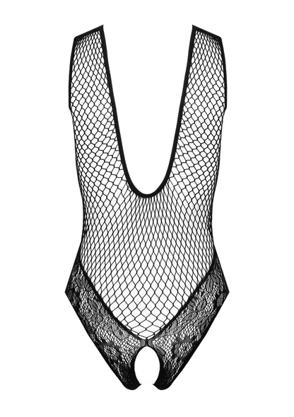 Body in pizzo nero con scollatura e cavallo aperto kotek