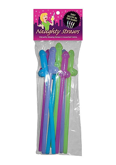 Cannucce con pene Glow in the Dark Naughty Straws