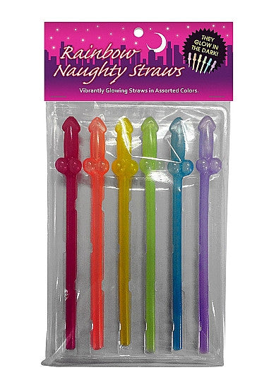 Cannucce con pene Rainbow Naughty Straws glow in the dark