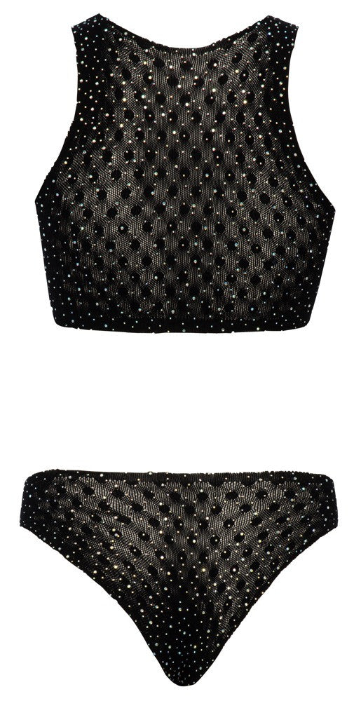 Completo intimo reggiseno perizoma con strass Set