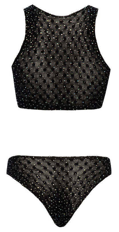 Completo intimo reggiseno perizoma con strass Set