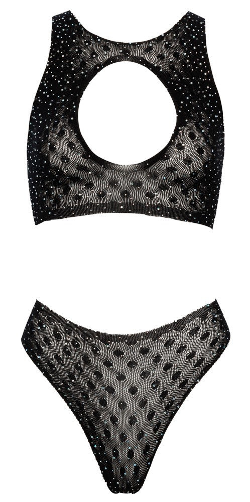 Completo intimo reggiseno perizoma con strass Set