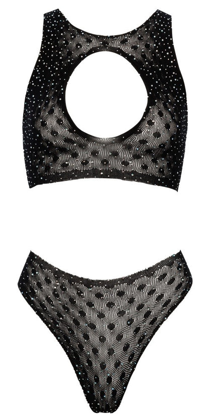 Completo intimo reggiseno perizoma con strass Set