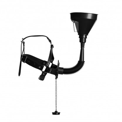 Imbracatura viso con imbuto Open Mouth Gag Head Harness with Funnel Black