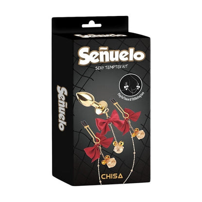 kit 3 pz pinze per capezzoli e plug anale decorato chisa novelties