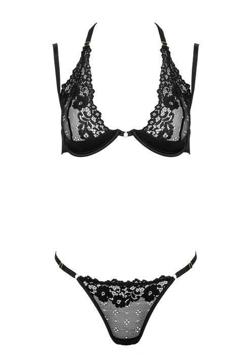 Lingerie erotica per lei set 2 pz reggeiseno e perizoma in pizzo kotek