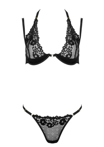 Lingerie erotica per lei set 2 pz reggeiseno e perizoma in pizzo kotek