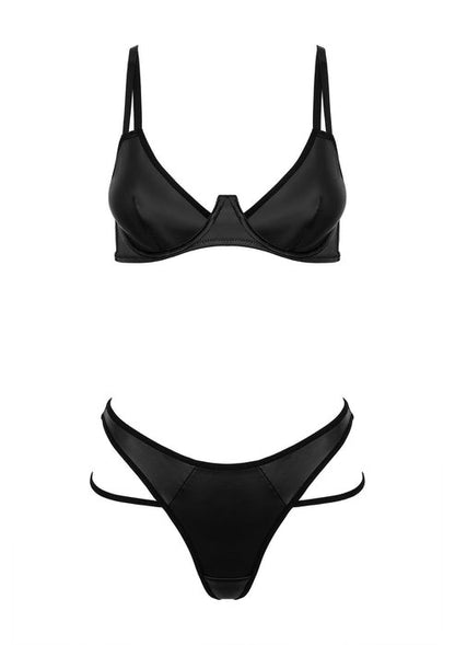 Lingerie erotica set 2 pz in ecopelle kotek