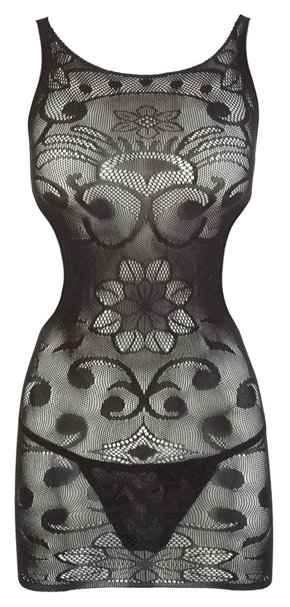 mini abito aderente sexy in pizzo intimo donna nero con perizoma lingerie trasparente