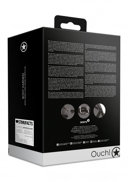 Set costrittivo per polsi e cosce Body Harness with Thigh and Hand Cuffs Black